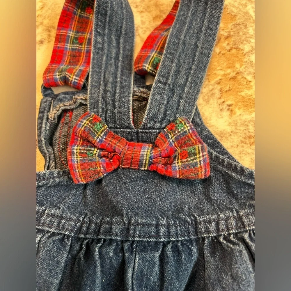 RARE Vintage OSHKOSH B'GOSH Denim Bubble Overalls 18 Month Girls USA Made